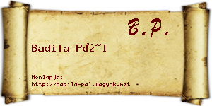 Badila Pál névjegykártya